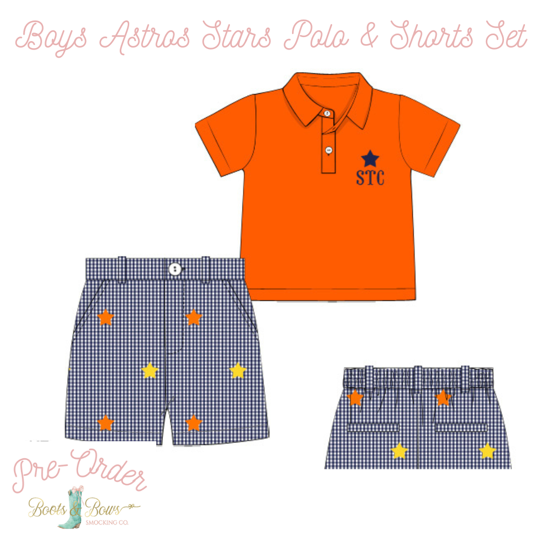 PRE-ORDER: Boys Astros Stars Polo & Shorts Set (ETA 8-12 weeks