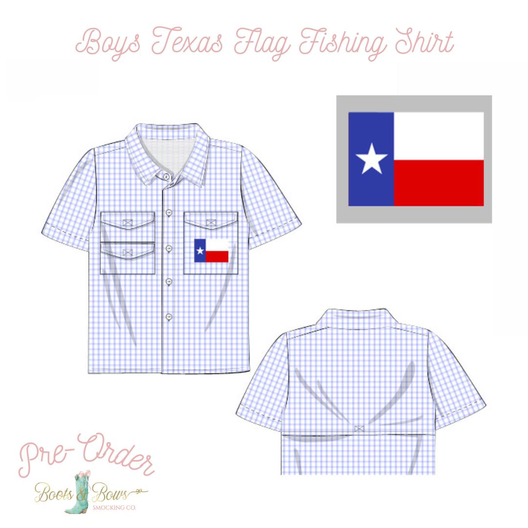 Boys Texas Flag Fishing Shirt – Boots and Bows Smocking Co.