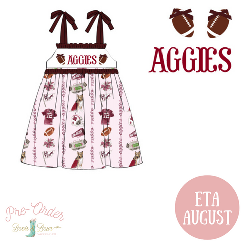 PRE-ORDER: Texas A&M Smocked Tie Dress (ETA August)