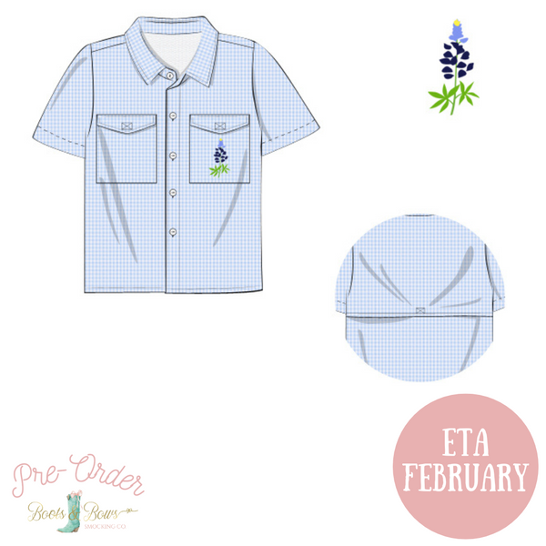 WHOLESALE: Boys Bluebonnet Fishing Shirt (ETA February)