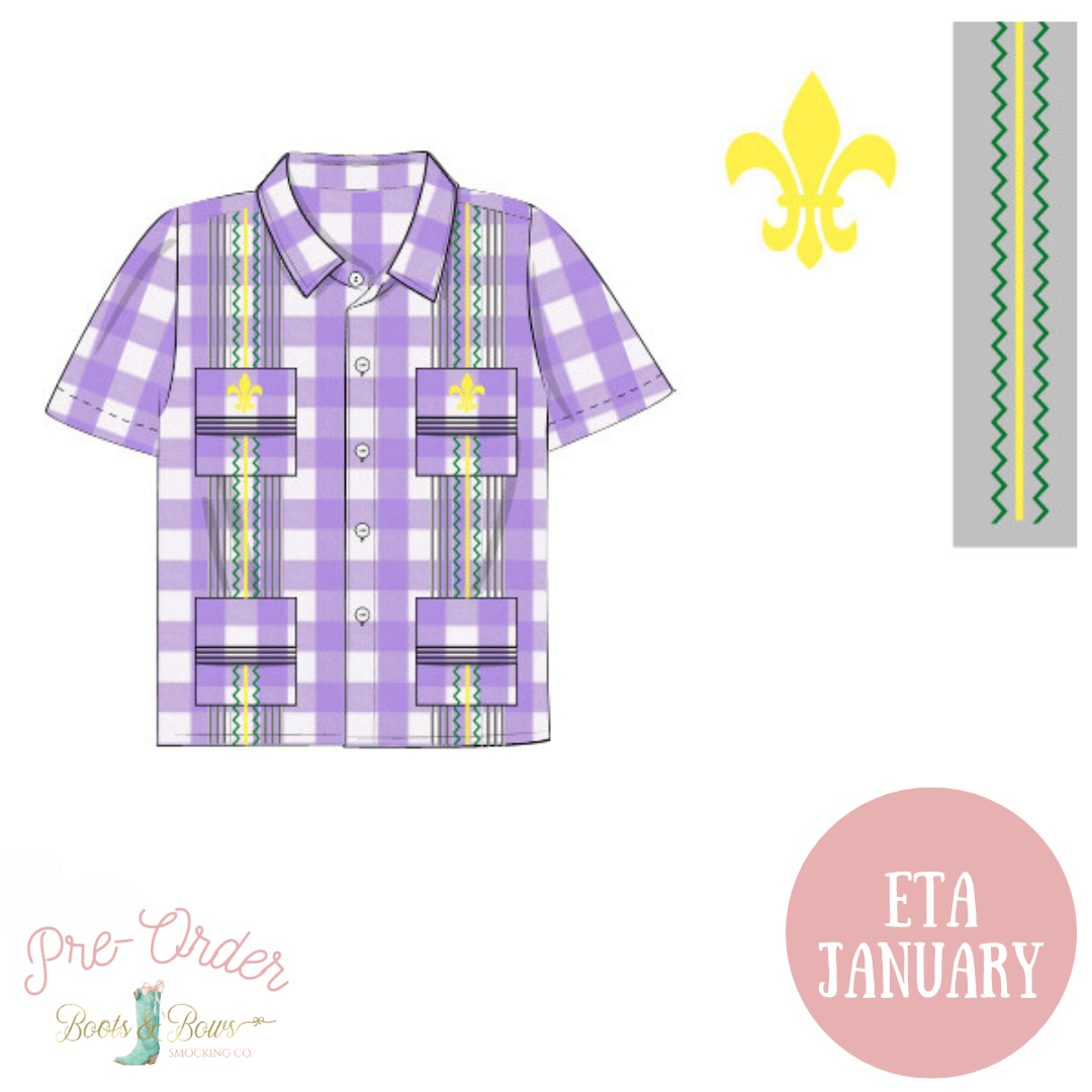 PRE-ORDER: Boys Mardi Gras Guayabera Shirt (ETA January)