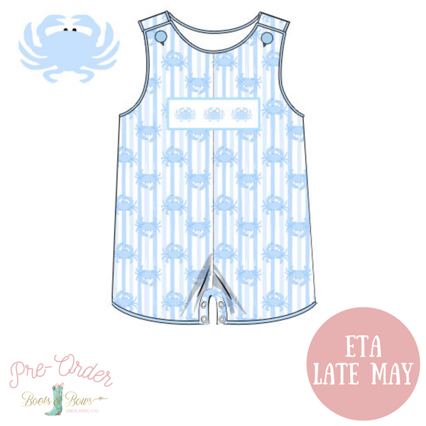 PRE-ORDER: Boys Smocked Blue Crab Jon Jon (ETA Late May)