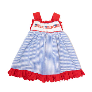 Girls Seersucker Flag Dress