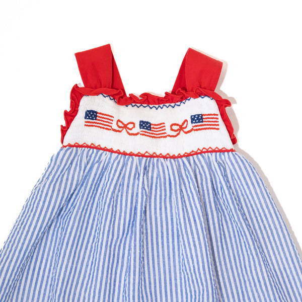 Girls Seersucker Flag Dress