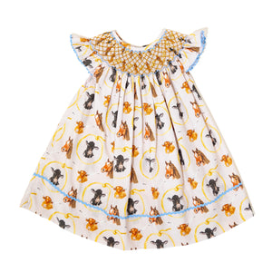 WHOLESALE: Girls Let's Rodeo Smocked Lattice Dress