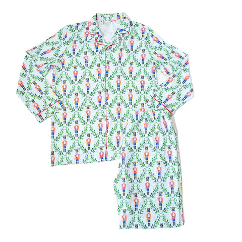 Men's Red Nutcracker Button-Up Pajamas