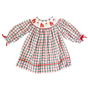 Girls Smocked Santa Ho Ho Ho Dress