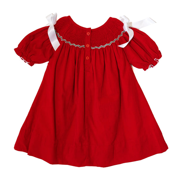 WHOLESALE: Girls Smocked Wreath Corduroy Dress (ETA SEPTEMBER)