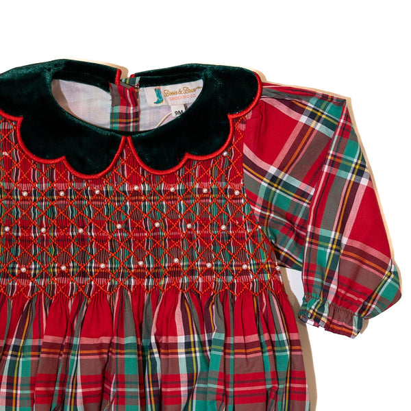 WHOLESALE: Girls Plaid Smocked Bubble w/Pearls (ETA SEPTEMBER)