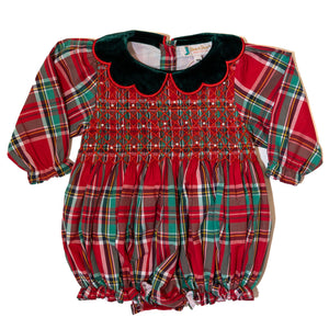 WHOLESALE: Girls Plaid Smocked Bubble w/Pearls (ETA SEPTEMBER)