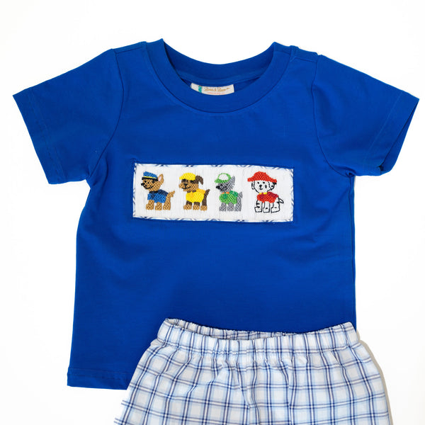 Boys Paw Love Smocked Shorts Set