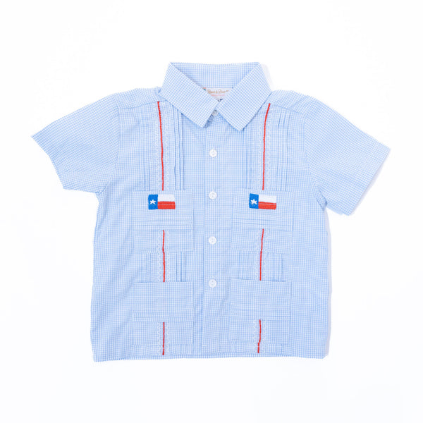 WHOLESALE: Boys Texas Flag Guayabera (ETA April)