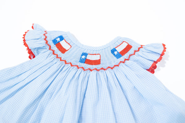 WHOLESALE: Girls Texas Flag Gingham Diaper Set (ETA April)