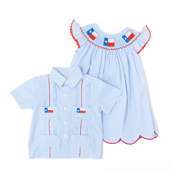 WHOLESALE: Boys Texas Flag Guayabera (ETA April)