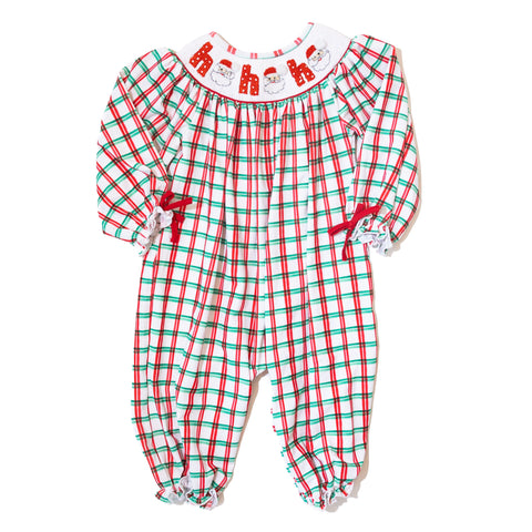 Girls Smocked Santa Ho Ho Ho Romper