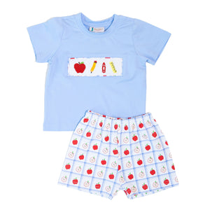 WHOLESALE: Boys School Days Smocked Shorts Set (ETA JUNE)