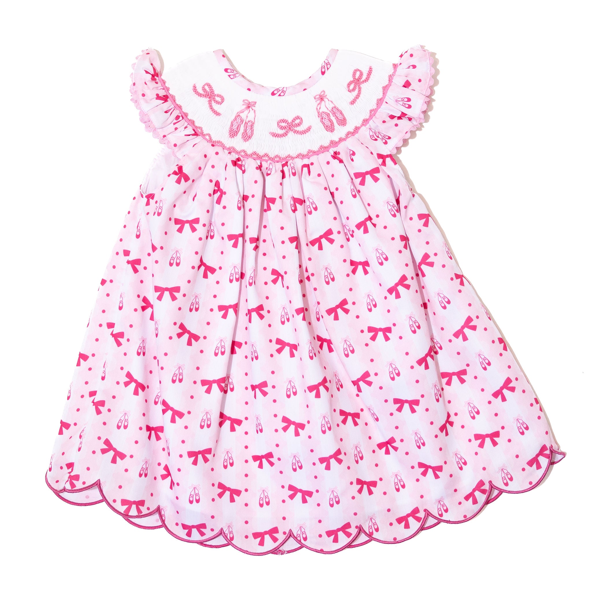 Girls Bows & Ballet Smocked Dress