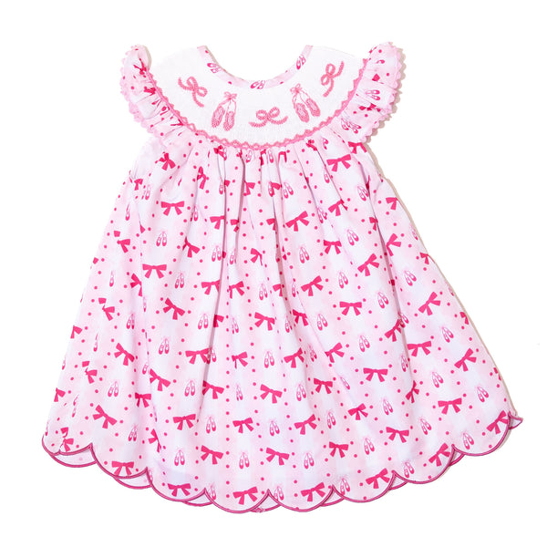 Girls Bows & Ballet Smocked Dress