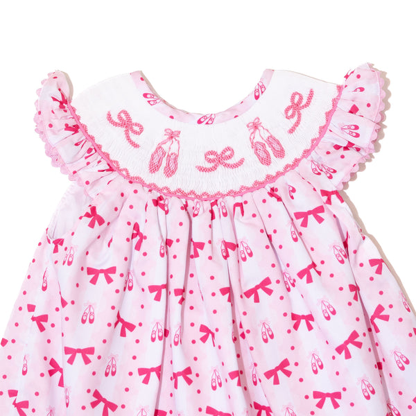 Girls Bows & Ballet Smocked Dress