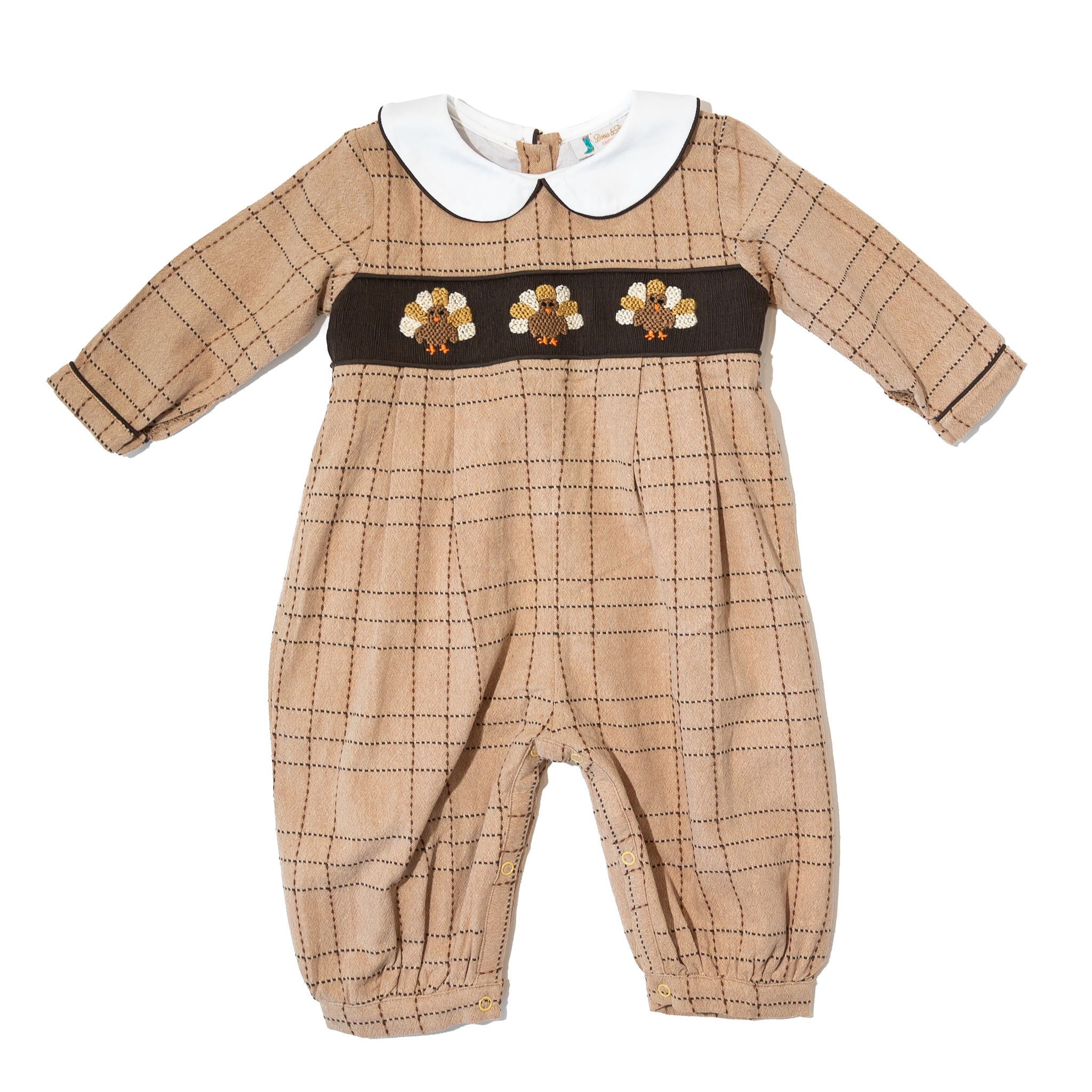 WHOLESALE: Boys Smocked Turkey Romper (ETA JULY)