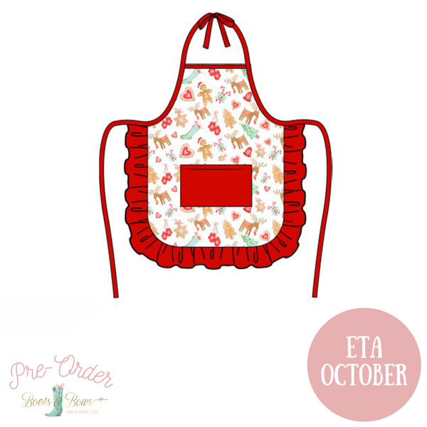 Girls Red Gingerbread Apron