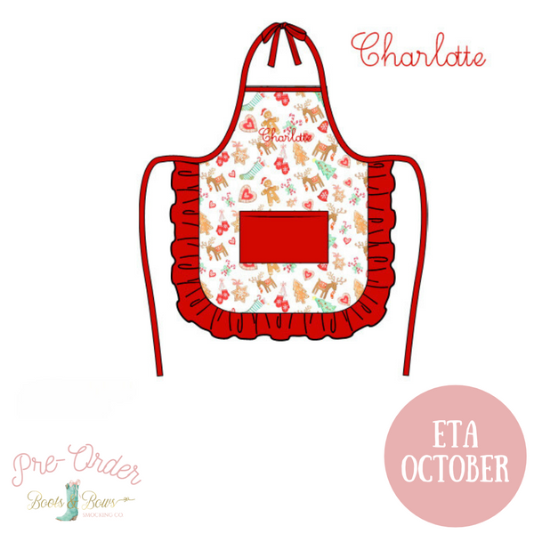 Girls Red Gingerbread Apron