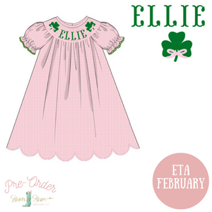 PRE-ORDER: Girls Pink Shamrock Custom Smocked Dress (ETA February)