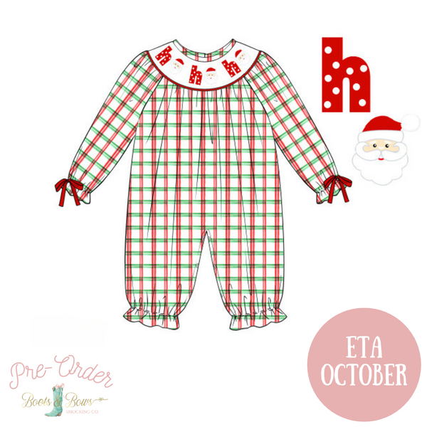 Girls Smocked Santa Ho Ho Ho Romper