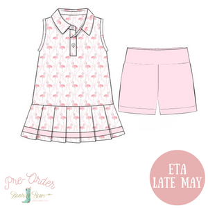 PRE-ORDER: Girls Pink Flamingo Summer Sport Dress (ETA Late May)