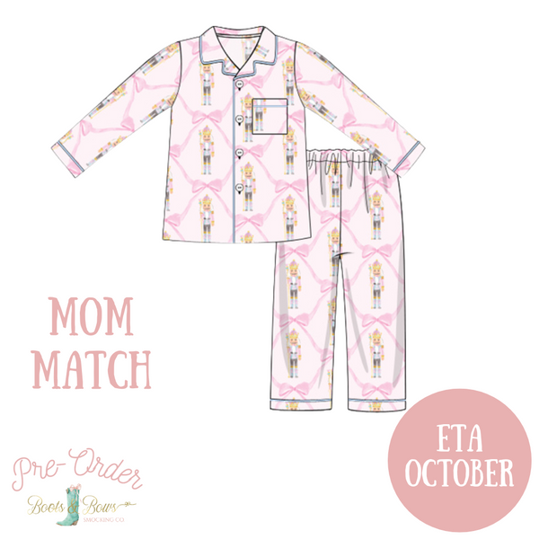 Women's Pink Nutcracker Button-up Pajamas