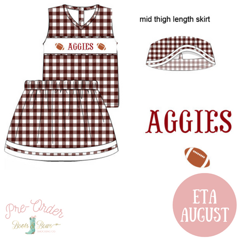 PRE-ORDER: Girls Smocked Cheerleader Outfit - TEXAS A&M (ETA AUGUST)