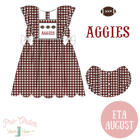 PRE-ORDER: Girls Smocked Gameday Dress - TEXAS A&M (ETA AUGUST)
