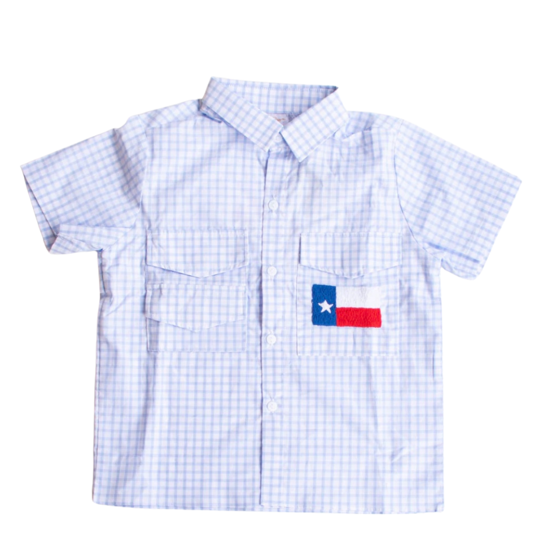 WHOLESALE: Boys Texas Flag Fishing Shirt (ETA April)