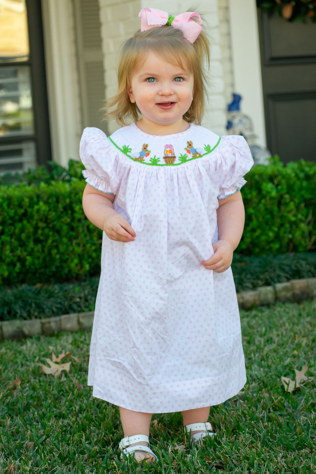 Easter Bunny Girls Bishop Dress